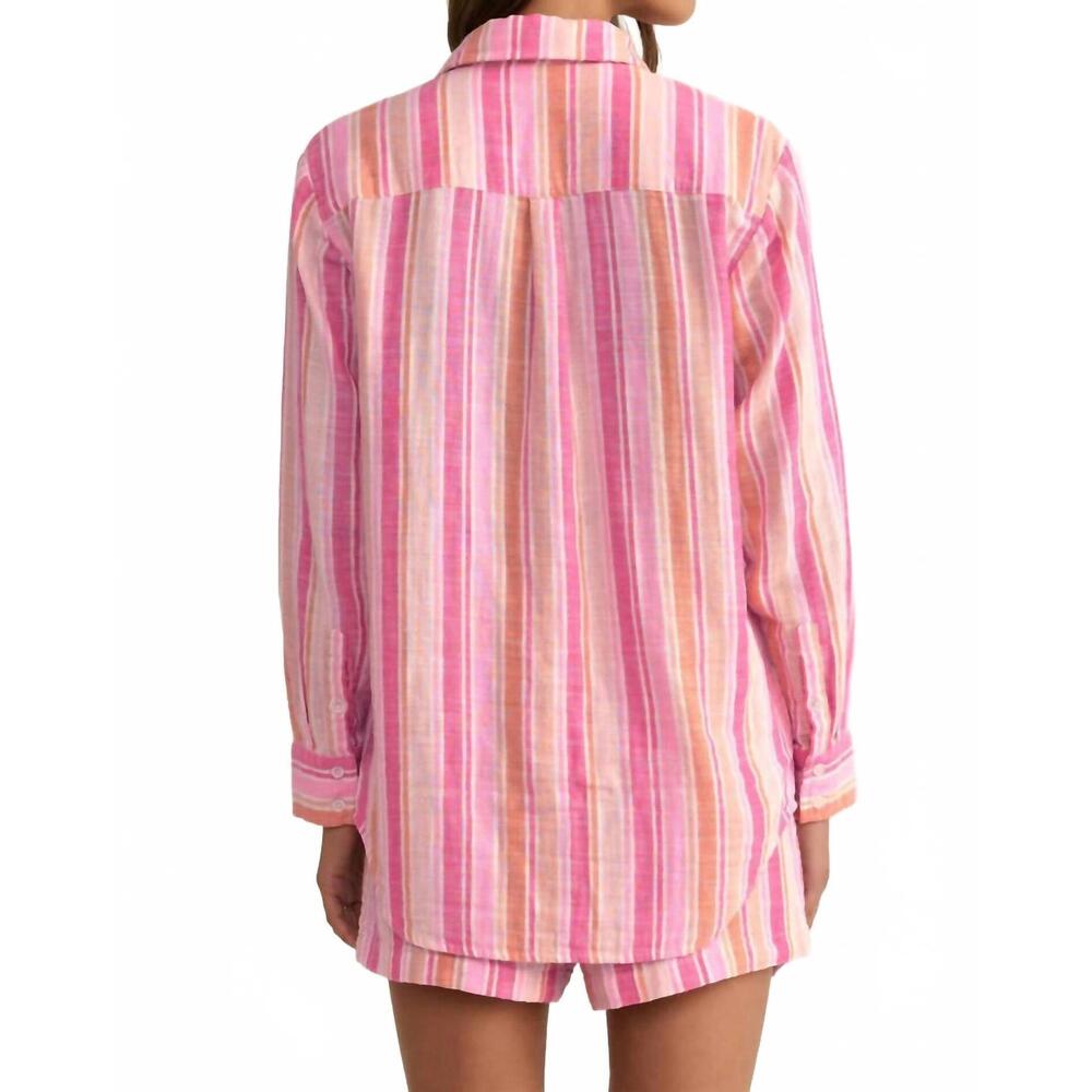 NEW Z SUPPLY saturdays stripe shirt in multi - Picture 4 of 4